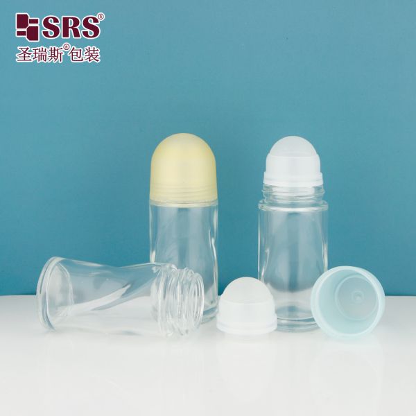 BLPG 50ML 60ML Empty Thick Wall Mold Glass Roll On Bottle For Cool Gel No Leakage