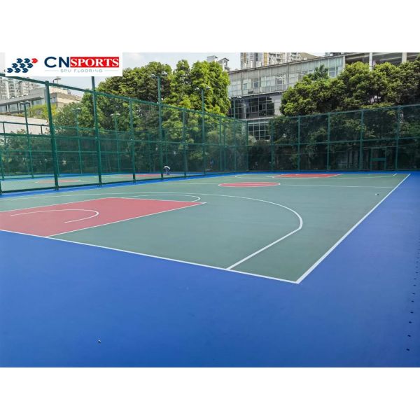 Liquid Painting Silicon PU Coating Rubber Sports Court Flooring
