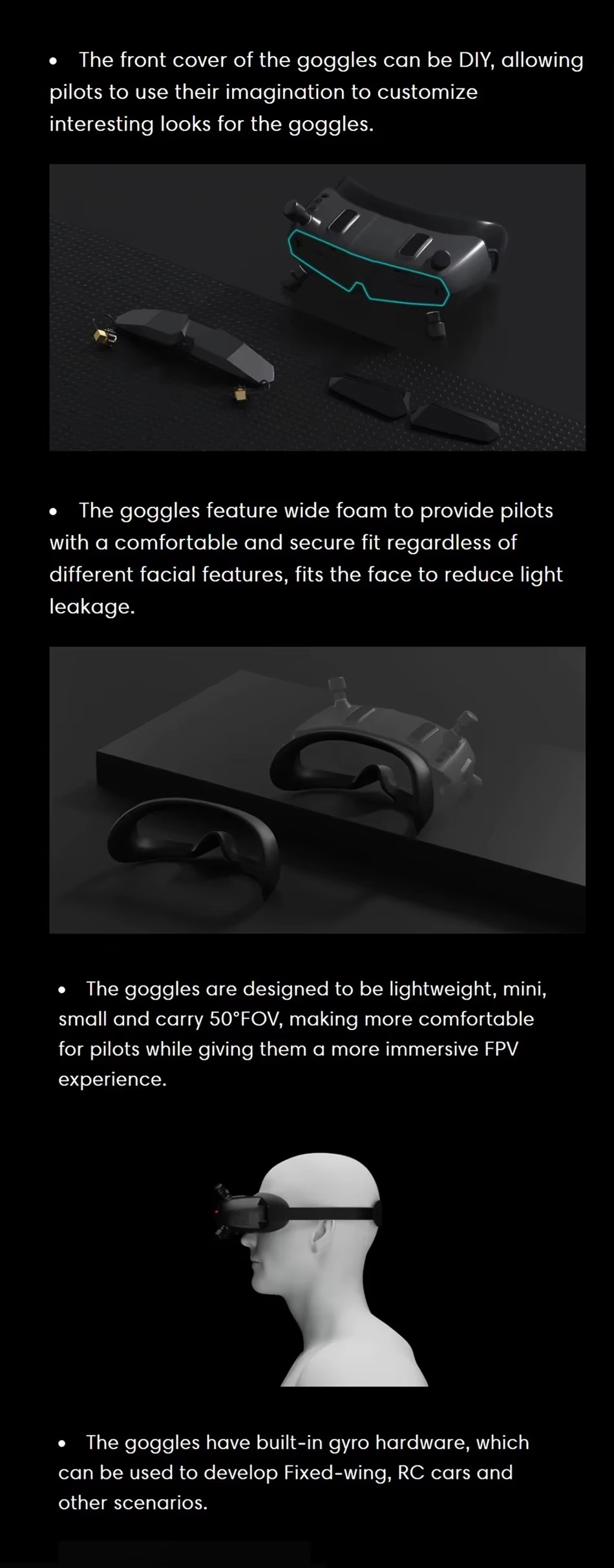 Walksnail HD X 1080P 100FPS Modulo Wi-Fi giroscópico Bluetooth incorporado Gafas de seguridad Avatar 7-26V FPV Drones Protección de seguridad de ala fija