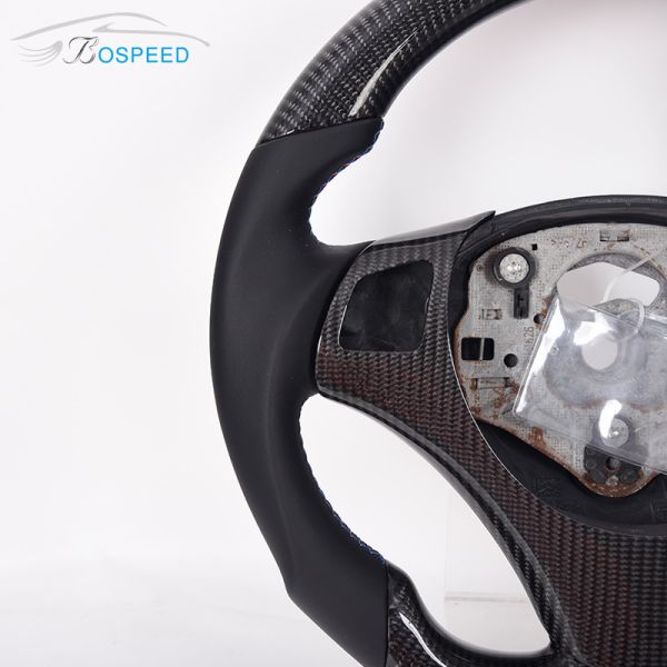 Tricolor Stiching Stripe Carbon Fiber Car Steering Wheel LED For BMW Racing