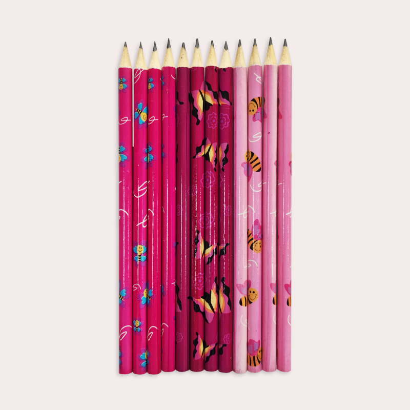 Wholesale student wooden pencil creative stationery OEM 12pcs hb pencil set