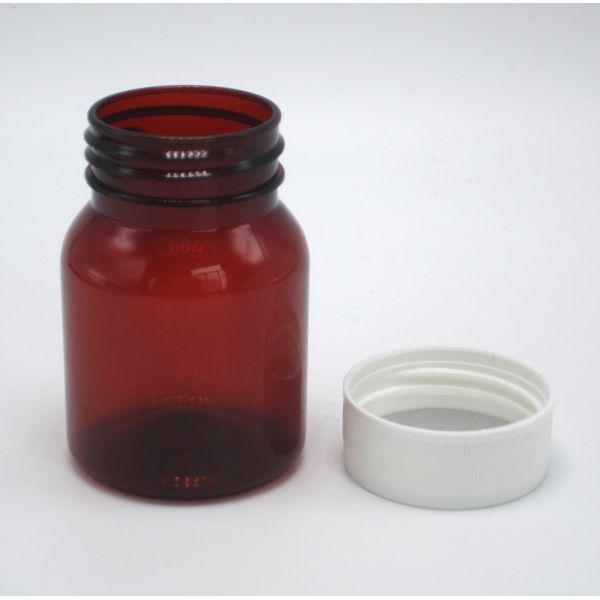 Travel Pill Packaging Jar 50ml Empty Portable Plastic Pill Bottles with White Screw Cap