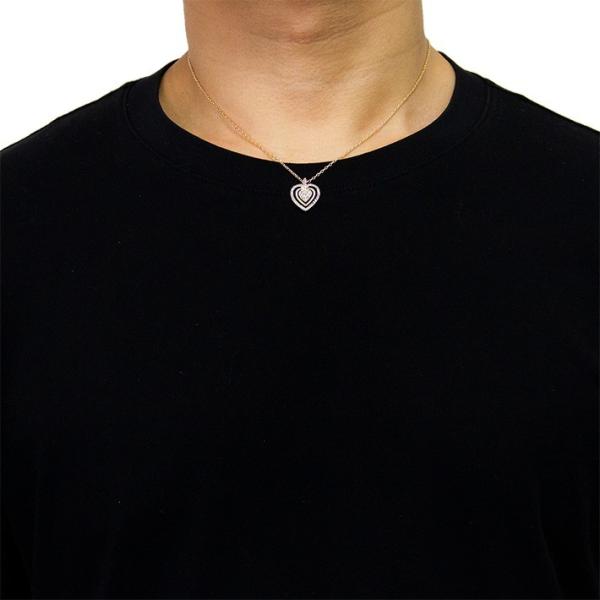 Gold Plated Bling Bling Love Heart Diamond Pendant Link Chain Necklace for Women