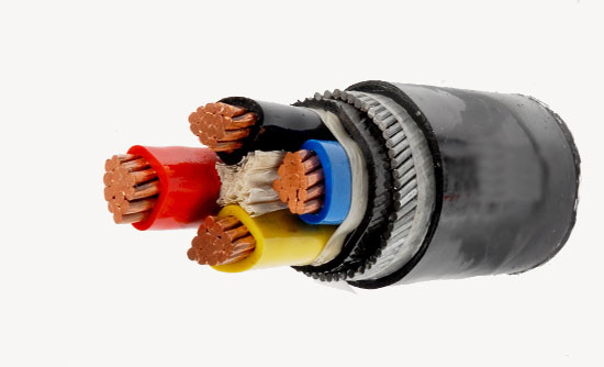 Copper 4 Core XLPE Flame Retardant Steel Wire Armoured Low Voltage Power Cable 600V Size 185-35MM2
