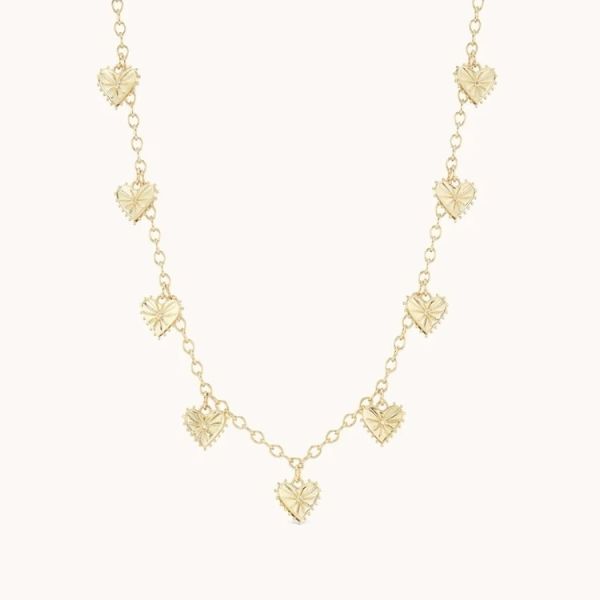 Модное 14K позолоченное модное многосердечное ожерелье женского латуни