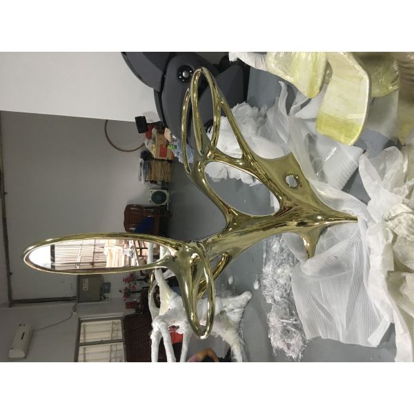 Inside dressing table with glass stainless steel plated titanium