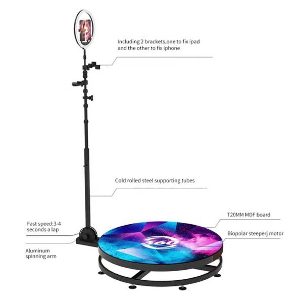 115CM 100CM Glass 360 Photo Booth Machine For Video Commercial Wedding