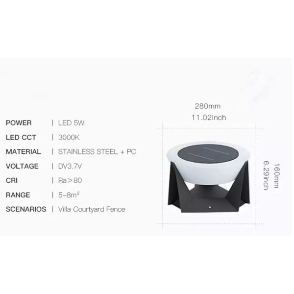 Solar Pillar Light with Support Dimmer Long Lifespan and Working Time hours of 50000