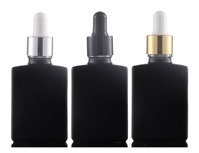 Square Transparent Black Hair Oil Glass Dropper Bottle Rectangle