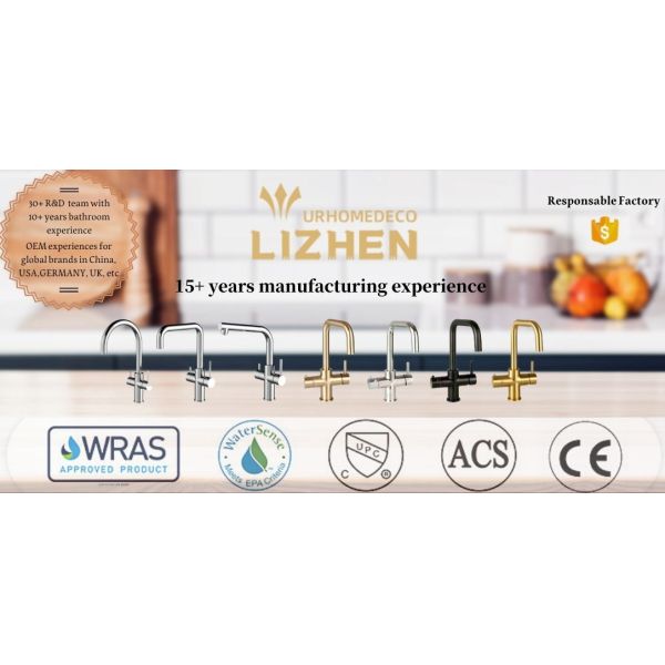4 in 1 Chrome Bright Gold Water Filter Taps for Europe Function Boiling Water and Purify