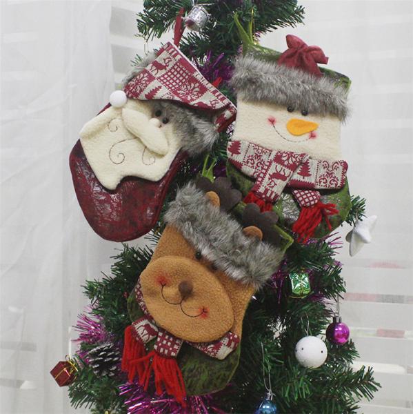 Multi - Color Christmas Ornament Crafts Snowman Decoration Plush Stockings