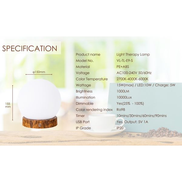 10000 Lux Mood Therapy Lamp Adjustable Brightness Sad Therapy Lamp OEM ODM