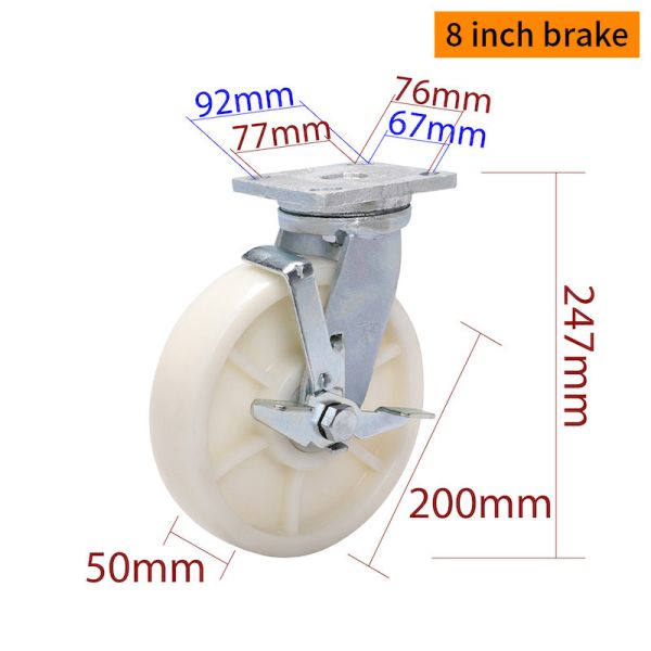 8 Inch Heavy Duty Casters  900kg Load 200mm Swivel Castors  788-26