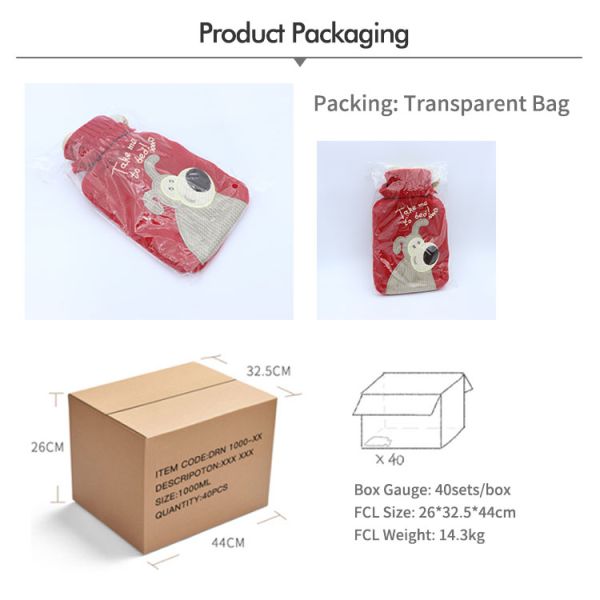 Связанные прочные покрывают горячую резиновую сумку 1000 Ml