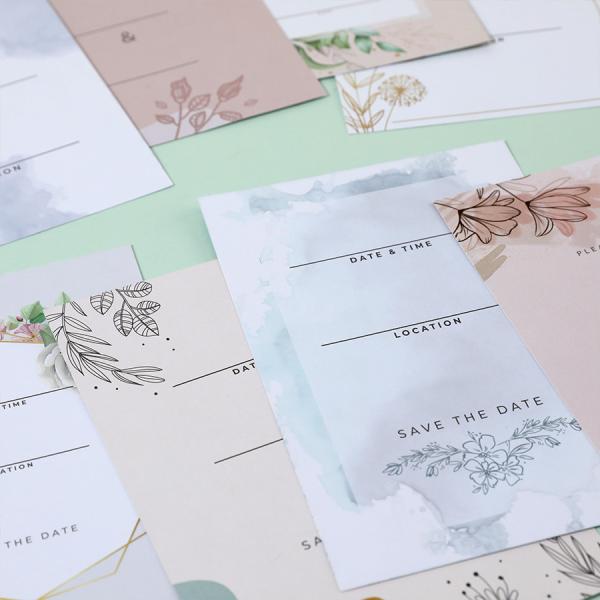Carte d'invitation de mariage imprimée sur mesure avec enveloppe pour la décoration du bain de mariée