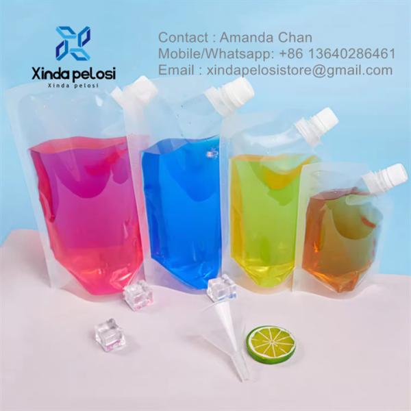 Portagem por grosso tamanho personalizado embalagem de alimentos líquidos stand up pouch plastic spout cap de Guangzhou