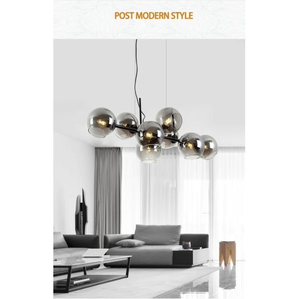 Nordic Glass Chandelier for Dining Room Kitchen Living Room Bedroom Glass Ball Black Ceiling Pendant Lamp (WH-AP-671)