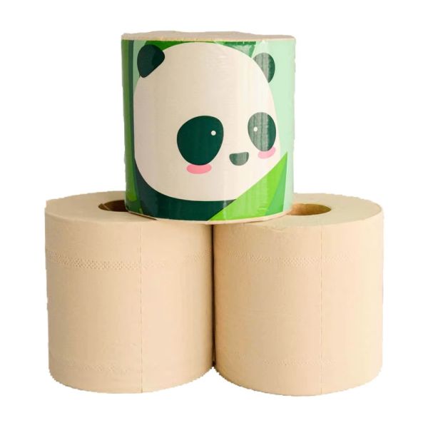 Customized Logo 3-Layer Soft Bamboo Premium Toilet Paper Environmentally Friendly Commercial Roll 2-Layer Panda Pattern Plain