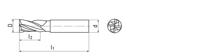 DIN844 4 Флейта HSS конечная мельница для металлического алюминия из нержавеющей стали