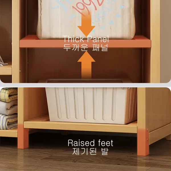 Assembly Bamboo Coat Rack for Bedroom Home Wardrobe Large Clothing Storage Cabinet Furniture