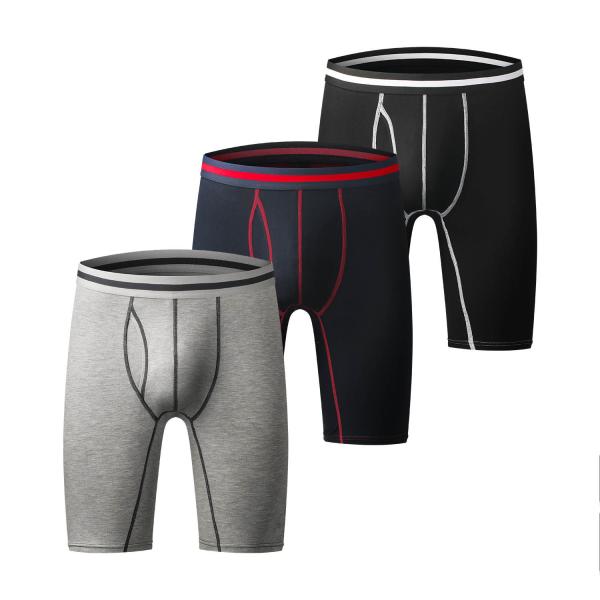 Cuecas Boxer masculinas Athletic Fitness Roupa íntima de compressão de perna longa para corrida