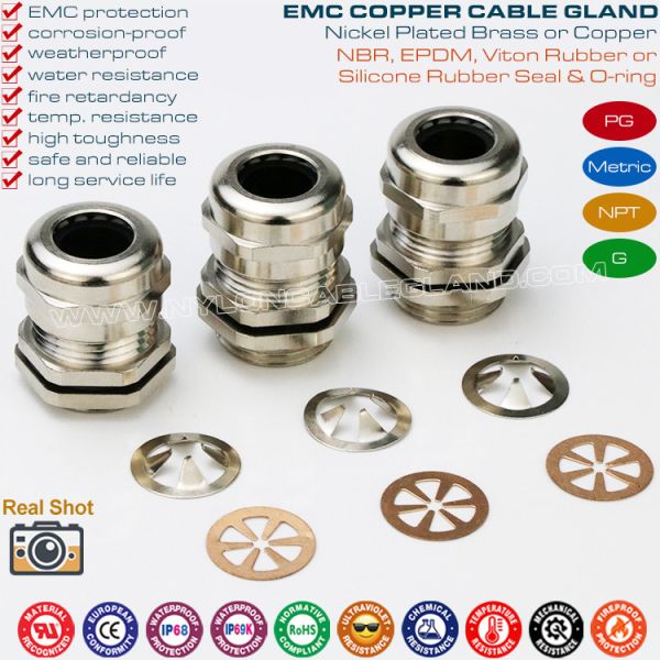 Brass EMC (VSD) Shielded M20 Cable Gland, Adjustable 6-12mm EMV Screened Gland Connector for Automated System