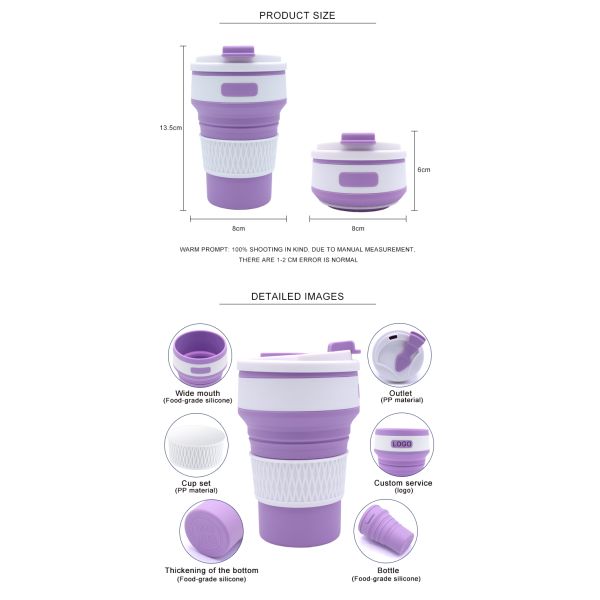 350ml BPA Free Silicone Reusable Collapsible Water Cup
