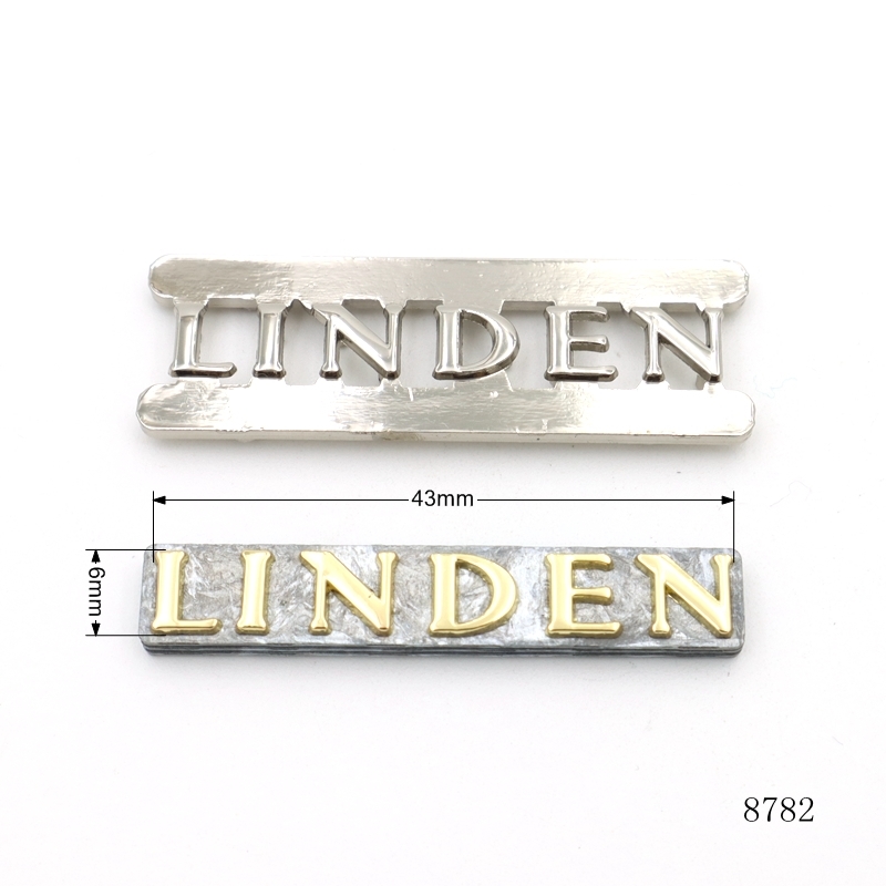 Gold & Silver Plating Luxury Bag Metal Logo Custom Metal Letter Logo Plate for Handbag