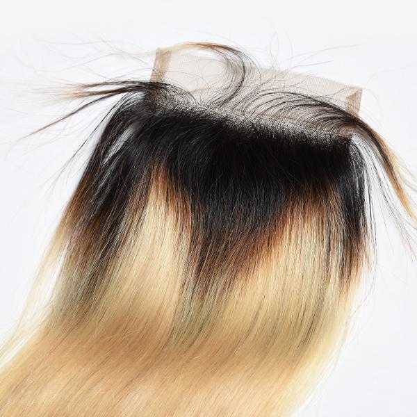 4x4 Brazilian Hair Lace Closure Straight 1b/613 Color 9a Grade 100% Pure Human Hair