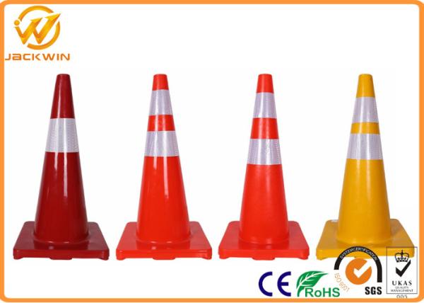 Orange / Yellow 28 Safety Cones , Flexible PVC Traffic Reflective Coloured Traffic Cones