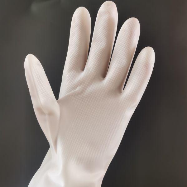 Unflock Lining Nitrile Washing Up Gloves 32CM 15Mil Chemical Resistant Gloves Nitrile