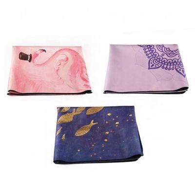 Lightweight Thin Non Slip Travel Yoga Mat Natural Rubber Microfiber Suede Foldable