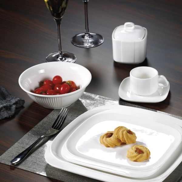 Square White Ceramic Restaurant Porcelain Teacup Customized