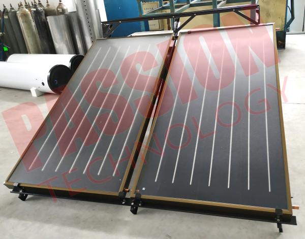 aquecedor de água térmico solar da placa lisa do banheiro de 300L 250L, coletor solar Titanium azul