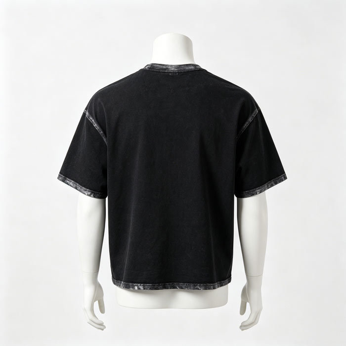 Double Yarn Cotton Blend T Shirt Snow Wash Vintage Oversized Tee Blank