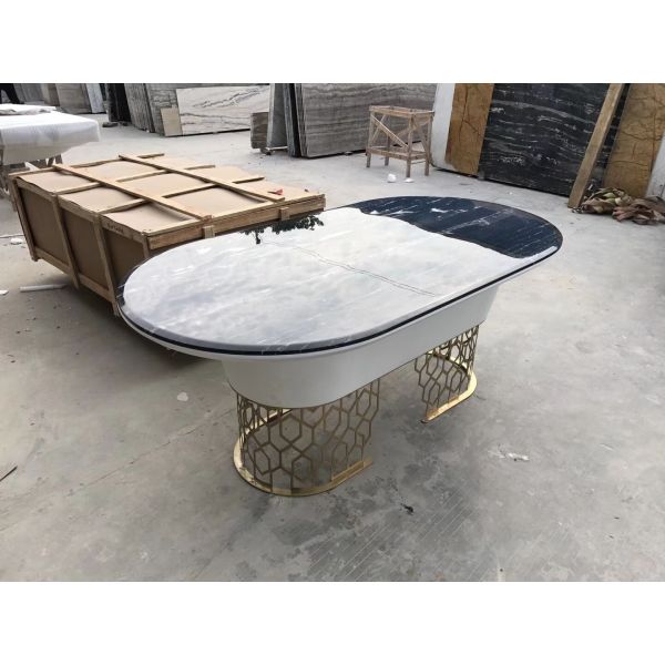 Modern Light Hotel Restaurant Furniture Simple Oval Marble Dining Table