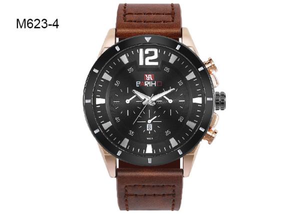 BARIHO Fashion Design Men's Quartz Watch Gold Alloy Date Display 6 Pointers M623