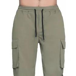                  Sports Polyester Super Dry Trousers Solid Pockets Zip Man Casual Cargo Pants for Men             
