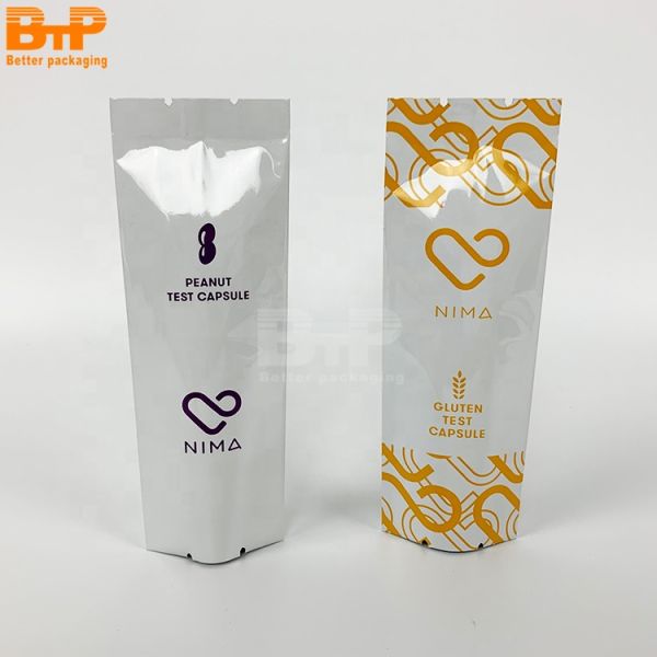 Custom Printed Aluminum Foil Fin Back Seal Bag Peanut Gluten Test Capsule Seaweed Pouch Food Packaging Plastic Packaging Bags