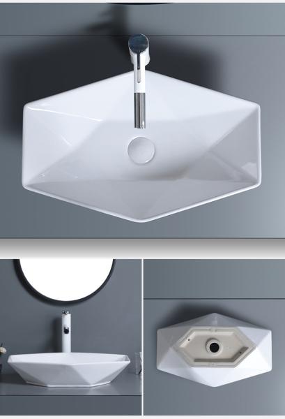 Irregular Diamond Counter Top Bathroom Sink 70cm CUPC Vessel Style