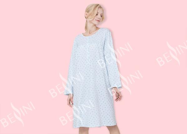 Latest Women'S Long Sleeve Nightgowns , Ladies Night Wear Dress Breathable