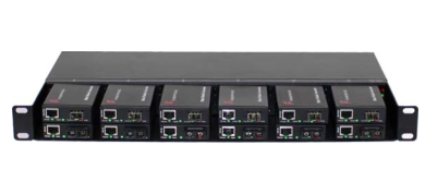1U 19inch 12 Slots Mini Fiber Optic Media Converter Rack With Dual Power AC 220V And DC48V