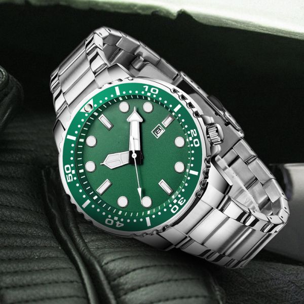 Fashion Casual Men Sports Quartz Watch Water Ghost Watches Green Color