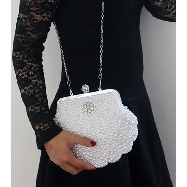 Shell pearl handmade string beads diamond slung over shoulder dinner evening bride retro dress cheongsam wedding bags