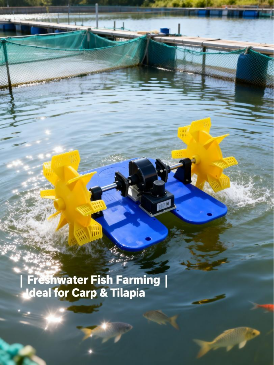 Aquatic Water Wheel Aerator 2 Impellers 750W 1HP 190 RPM For Pond Farming