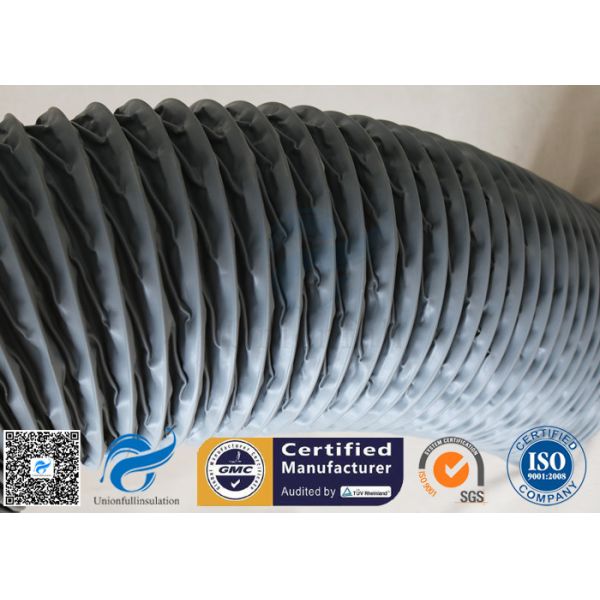 PVC Coated Fiberglass Fabric 150MM HVAC Flexible Air Ducts 10M Grey 260℃