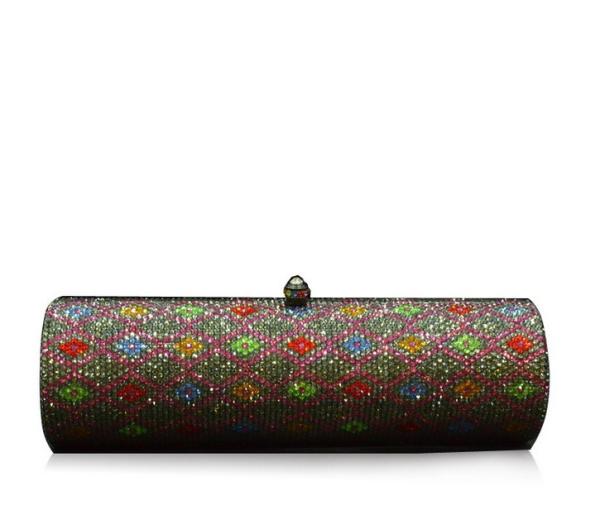 Quilted long crusty diamond evening bag hand handbag chain in Europe and America evening bag