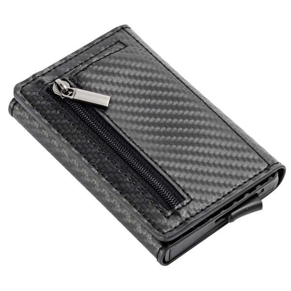 Bloqueo clásico de RFID Cartera de crédito Cartera organiza y protege tarjetas PU / Aluminio Magneto cierre Sostiene 8-10