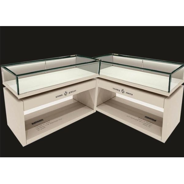 OEM Matte White Wooden Glass Display Plinth / Retail Shop Display