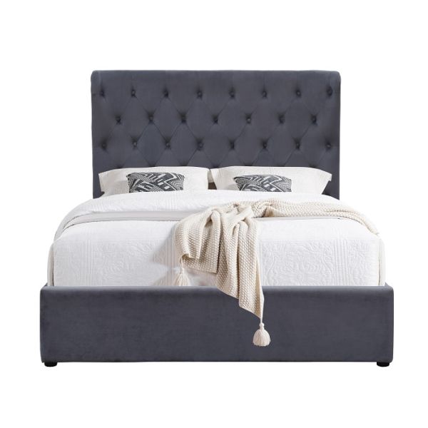 La madera contrachapada del marco de la cama de Grey King Size Upholstered Storage fácil monta con el cabecero de los oídos